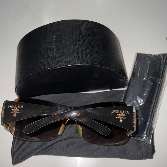 PRADA SHIELD SUNGLASSES BROWN ! - Picture 2 of 4